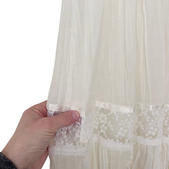 Vintage 70s Gunne Sax White Lace Maxi Dress Prairie Boho Sz 5 - Picture 5 of 15